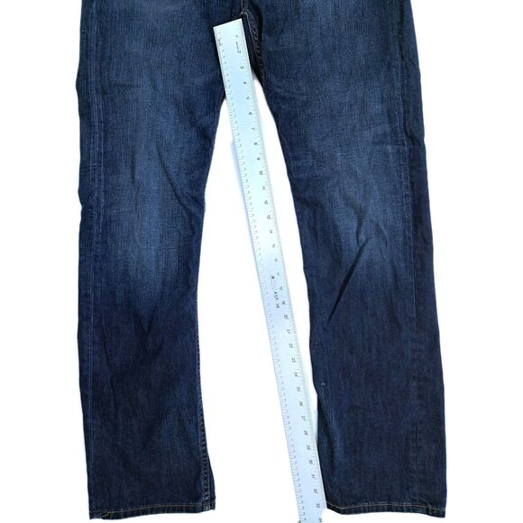 Levis 504 Jeans Men's 36x36 Dark Blue Wash Distressed Denim Pants Straight - Picture 11 of 11